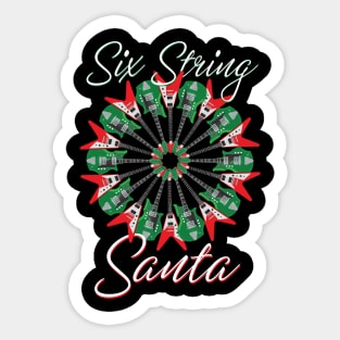 Gift for Guitarists Six String Santa Electric Guitar Wreath Gift Sticker